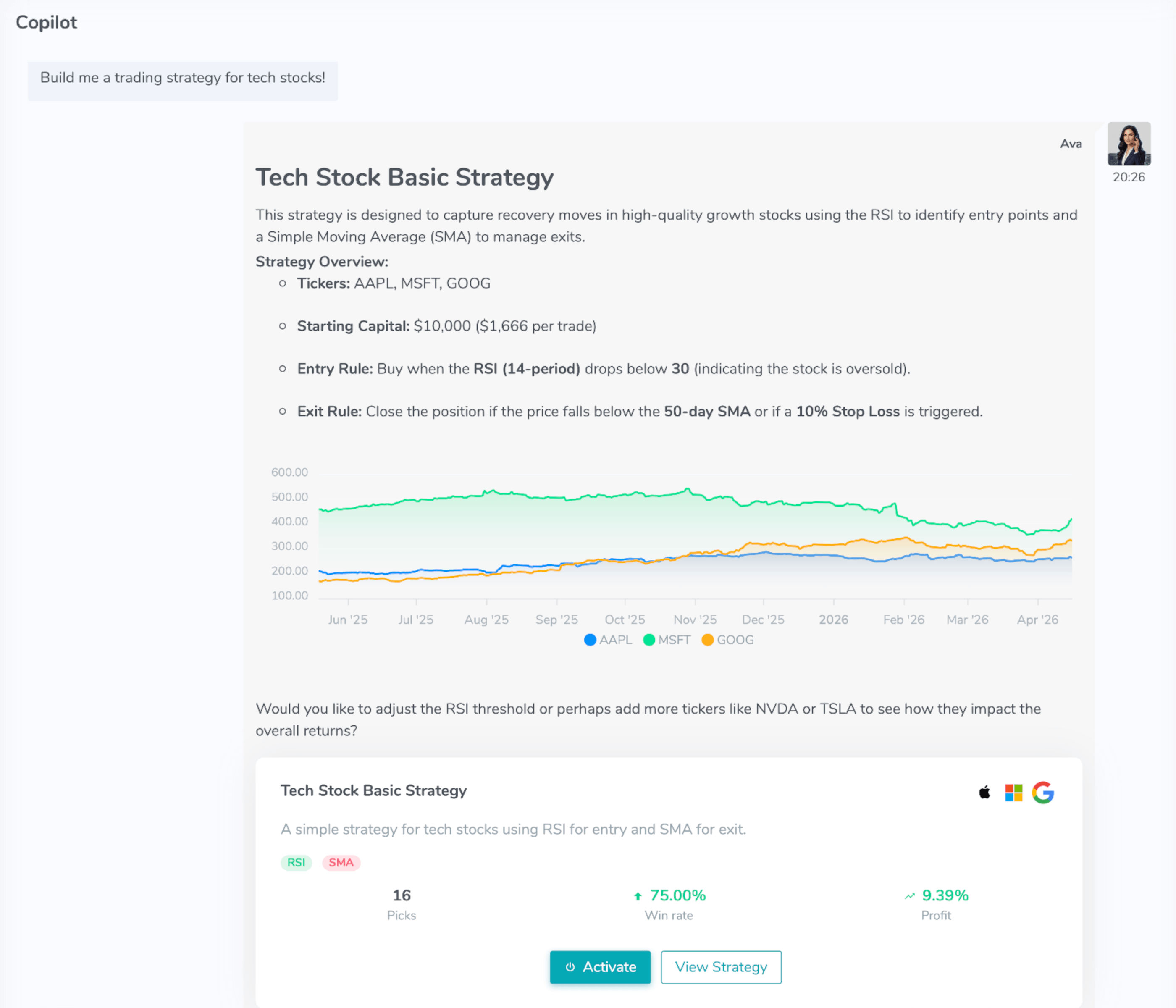 Bounce Trade CoPilot research and strategy interface